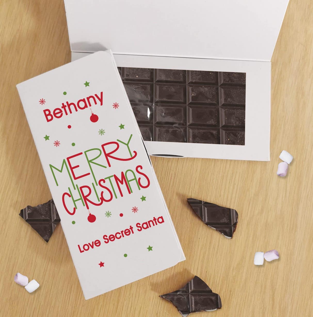 Personalised Merry Christmas Dark Chocolate Card