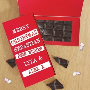 Personalised Merry Christmas Block out Dark Chocolate Card