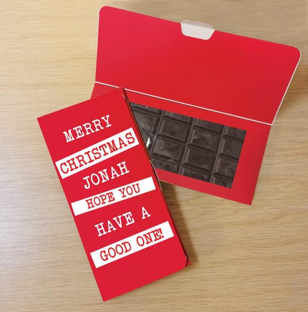 Personalised Merry Christmas Block out Dark Chocolate Card