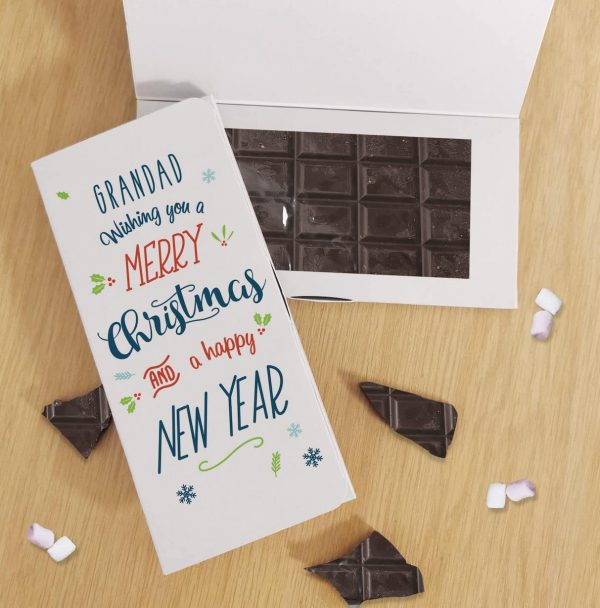 Personalised Wishing You A Merry Christmas Dark Chocolate Card