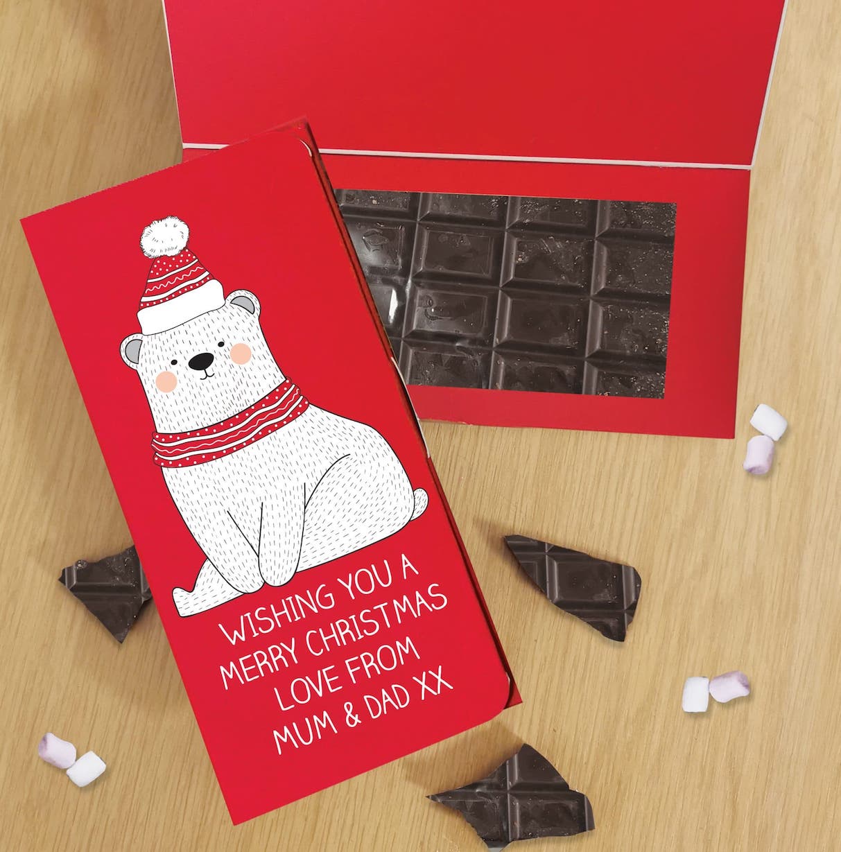 Personalised Polar Bear Dark Chocolate Card