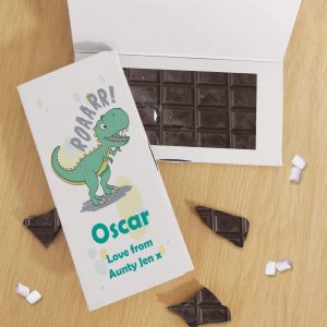 Personalised Dinosaur Dark Chocolate Card