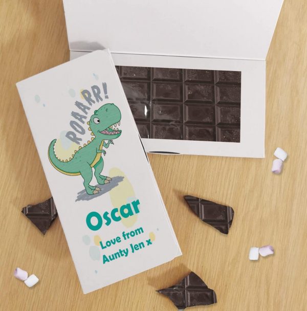 Personalised Dinosaur Dark Chocolate Card