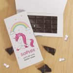 Personalised Unicorn Dark Chocolate Card