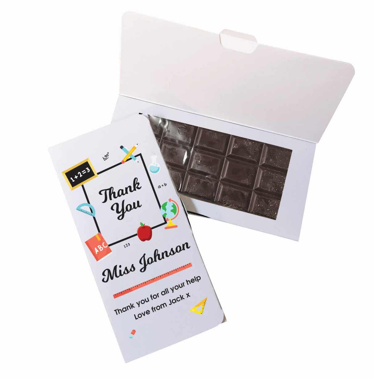 Personalised Thank You Teacher Dark Chocolate Card