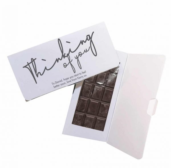 Personalised Thinking Of You Dark Chocolate Card