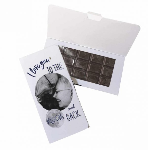 Personalised Moon & Back Photo Upload Dark Chocolate Card