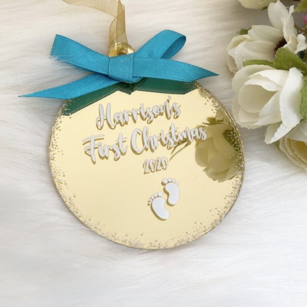 Personalised ‘First Christmas’ Bauble – Gold