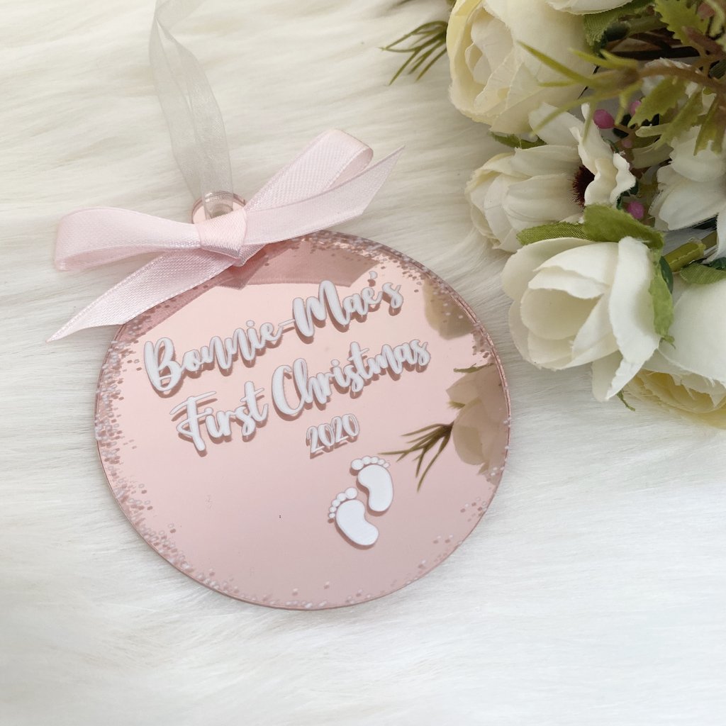 Personalised ‘First Christmas’ Bauble – Rose Gold