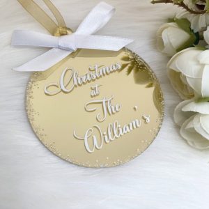 Personalised ‘Christmas At The’ Bauble – Gold