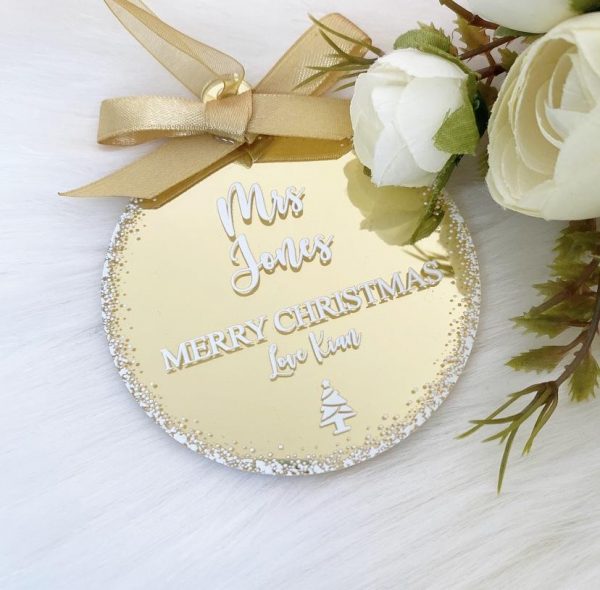 Personalised ‘Teacher’ Bauble – Gold