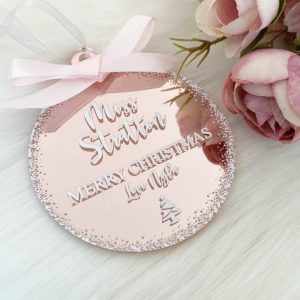 Personalised ‘Teacher’ Bauble – Rose Gold