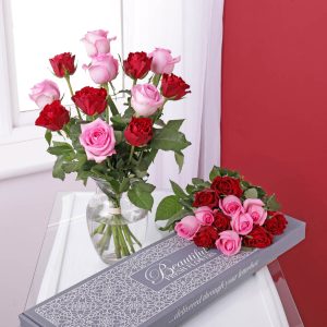 Personalised Letterbox Roses – Pink & Red