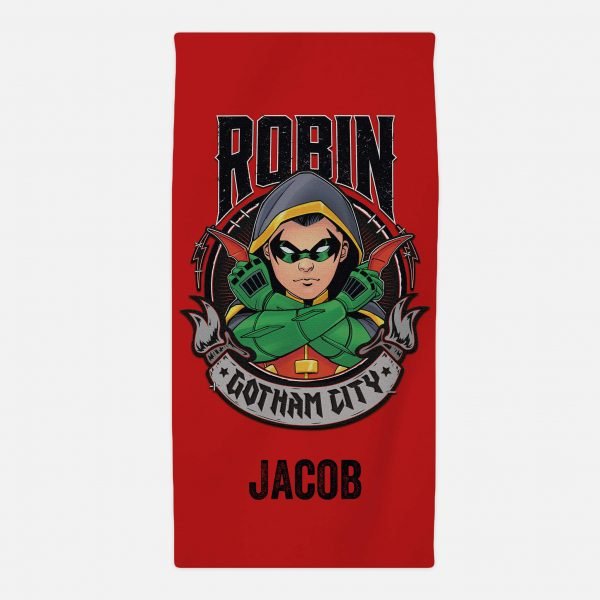 Personalised Team Batman Robin Beach Towel