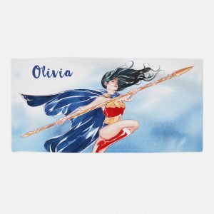 Personalised Wonder Woman Beach Towel – Watercolour