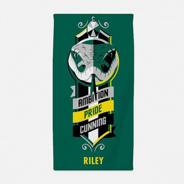 Personalised Slytherin Signs and Sigils Beach Towel