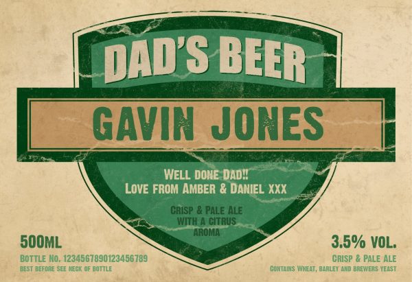 Personalised Beer 3 pack Dad’s Beer Set label