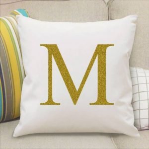 Personalised Gold Monogram Initial Cushion Cover