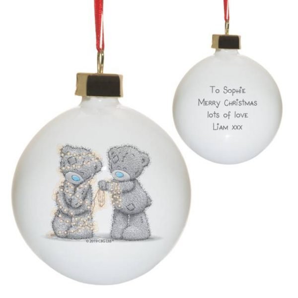 Personalised Me To You Wrapped Up In Lights Bauble