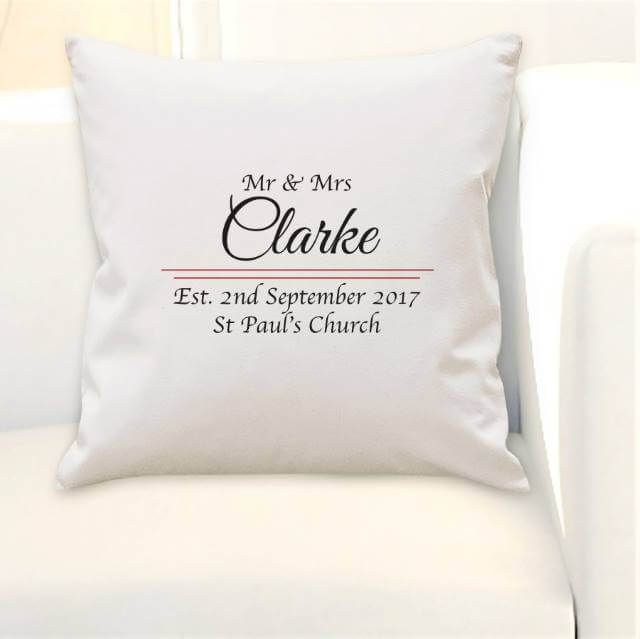 Personalised Mr & Mrs Cushion Cover