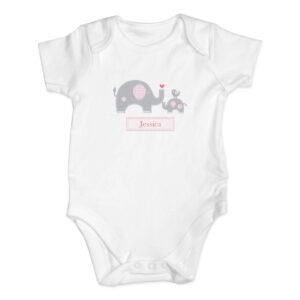 Personalised Pink Elephant 0-3 Months Baby Vest