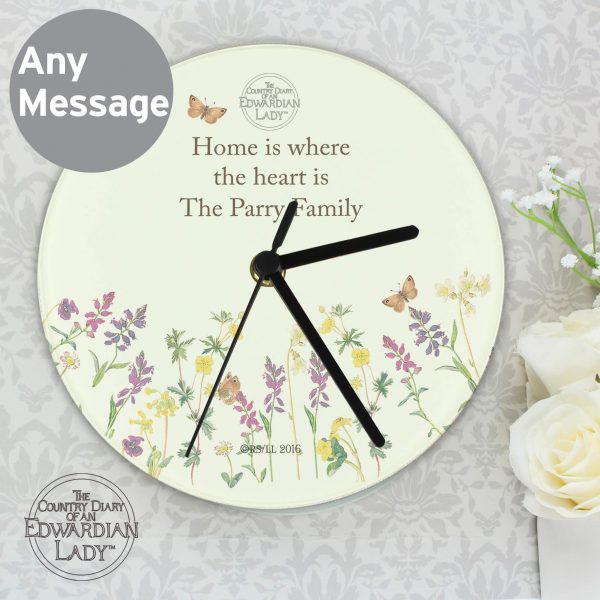 Personalised Country Diary Wild Flowers Glass Clock