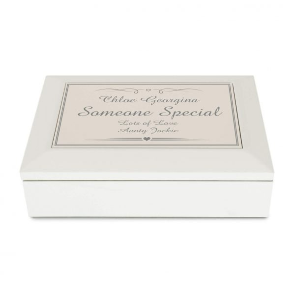 Personalised Silver Elegant Wooden Jewellery Box