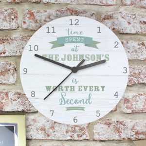 Personalised Time Spent Shabby Chic Large Wooden Clock