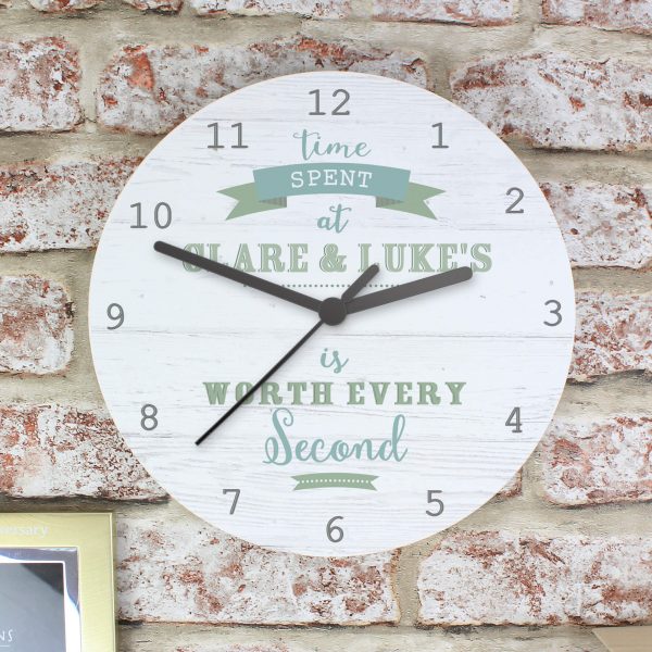 Personalised Time Spent Shabby Chic Large Wooden Clock