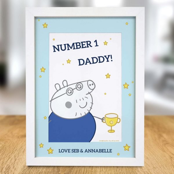 Personalised Peppa Pig Number 1 Daddy A4 Framed Print