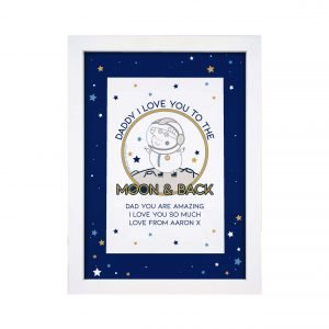 Personalised Peppa Pig Daddy Moon & Back A4 Framed Print