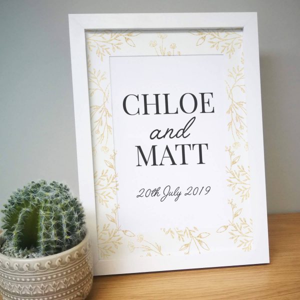 Personalised Gold Detail A4 Framed Print