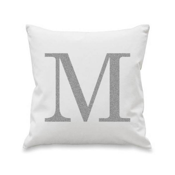 Personalised Silver Monogram Initial Cushion Cover