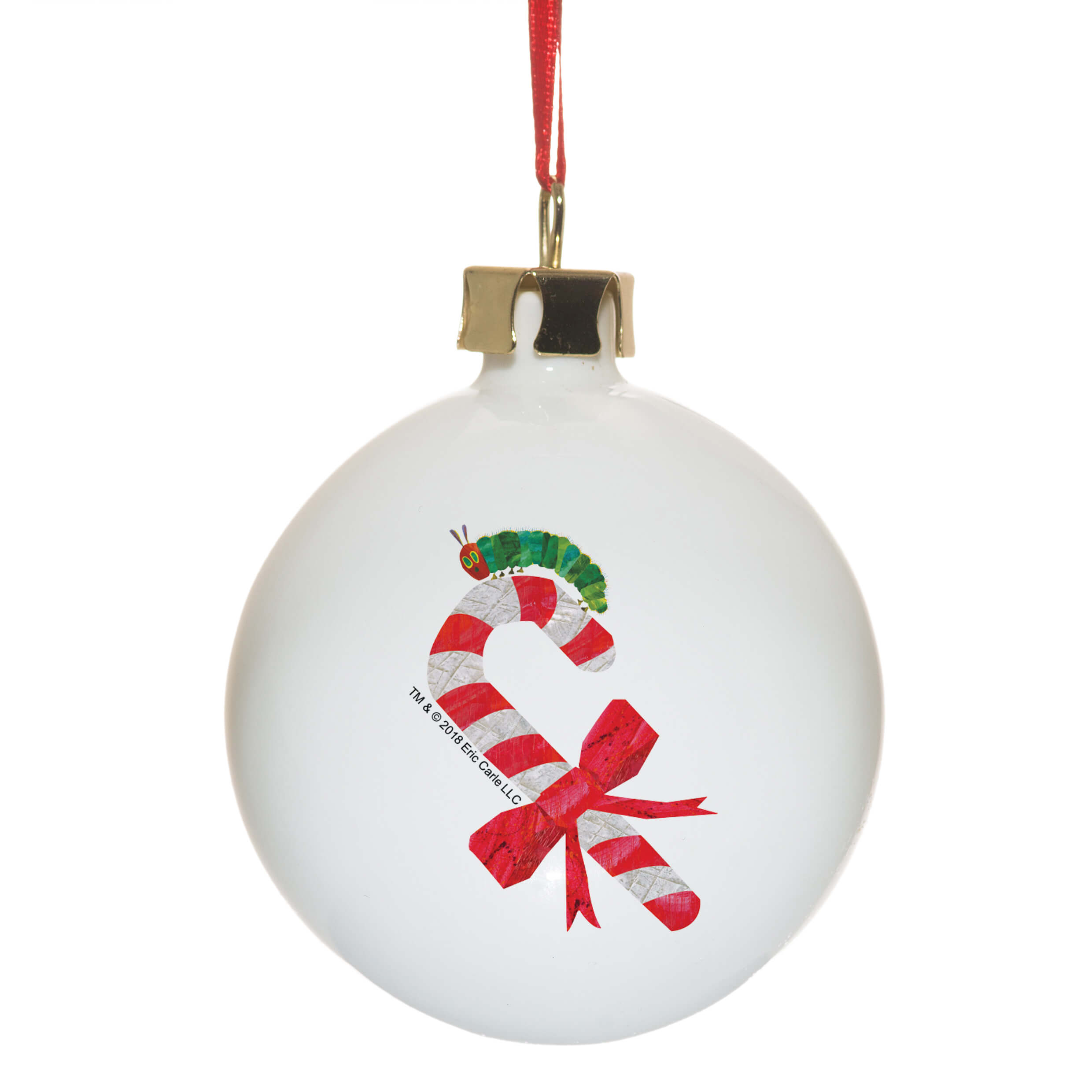 Personalised Very Hungry Caterpillar Candy Cane Bone China Bauble