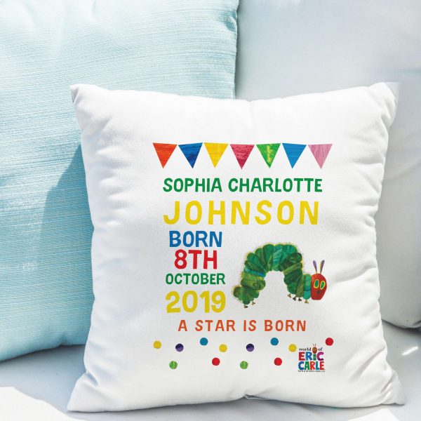 Personalised Very Hungry Caterpillar New Arrival Cushion