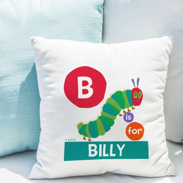 Personalised Very Hungry Caterpillar Dot Initial Cushion