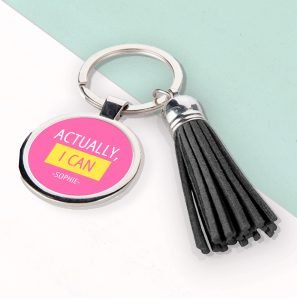 Personalised Actually I Can Tassle Keyring
