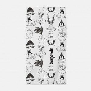 Personalised Baby Looney Tunes Sketch Beach Towel