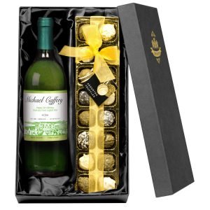 Personalised Vin du France White Wine with Vineyard Label – Chocolates Giftpack