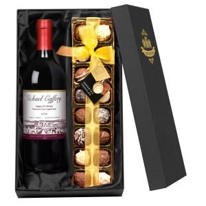 Personalised French AC Rosé Wine with Vineyard Label – Chocolates Giftpack