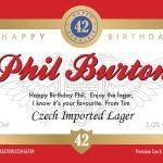 Personalised Lager with a Birthday label