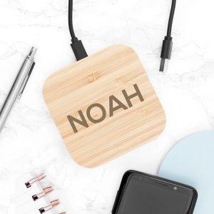 Personalised Bamboo Wireless Charger