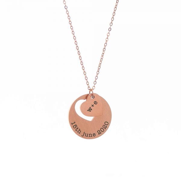 Personalised Cut-Out Heart Shape Necklace – Rose Gold