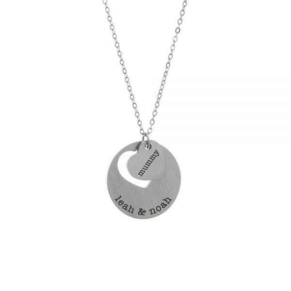 Personalised Cut-Out Heart Shape Necklace – Silver