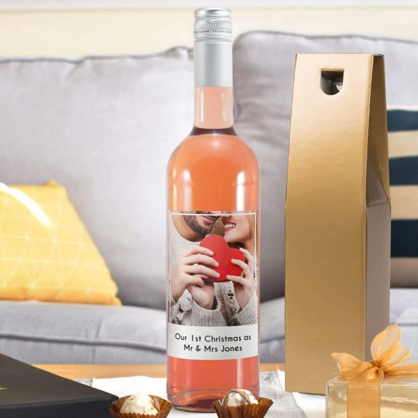 Personalised Photo Upload Bottle Of Rose Wine