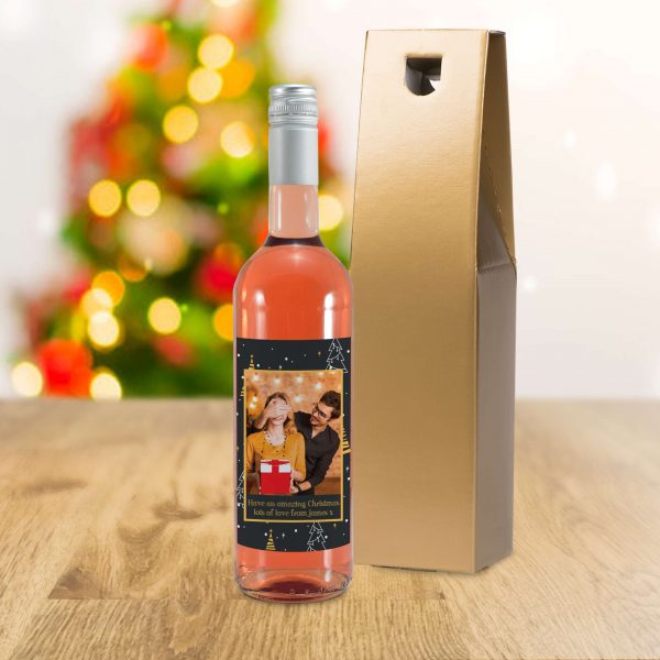 Personalised Christmas Tree Photo Upload Bottle Of Rose Wine