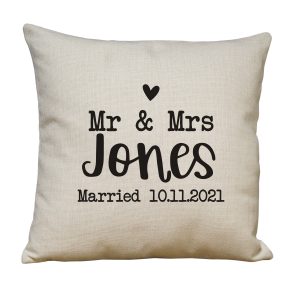 Personalised Wedding Date Linen Look Cushion