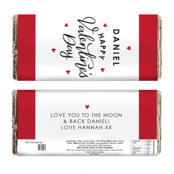 Personalised Happy Valentine’s Day Milk Chocolate Bar