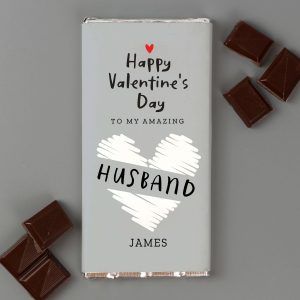 Personalised Valentine’s Day Grey Design Milk Chocolate Bar