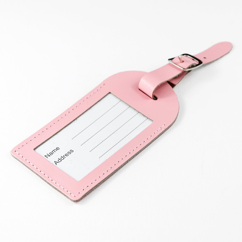 Personalised Leather Luggage Tag – Pink